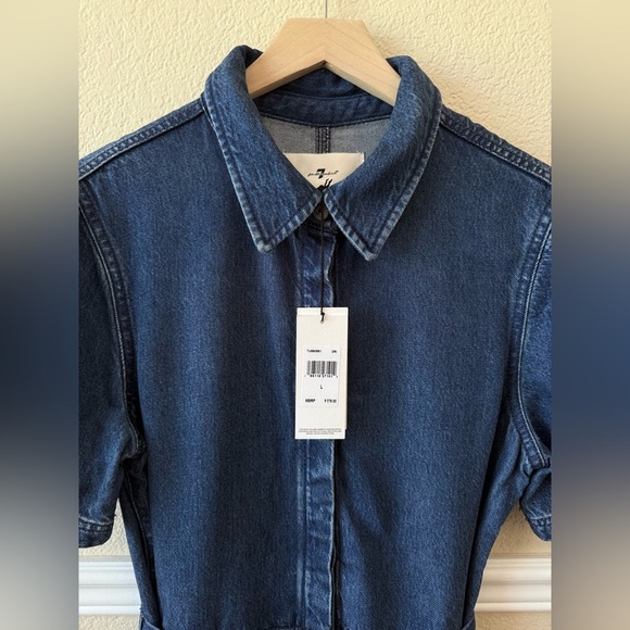NEW WITH TAGS 7 For All Mankind Denim Shirtdress Lyocell Size Large - Picture 9 of 16